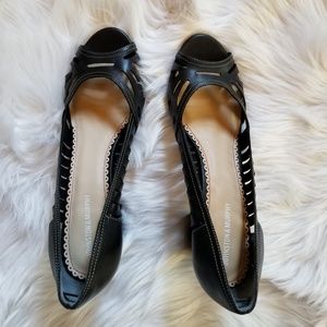 Johnston & Murphy Black Shoes ,Open Toe, Size 10